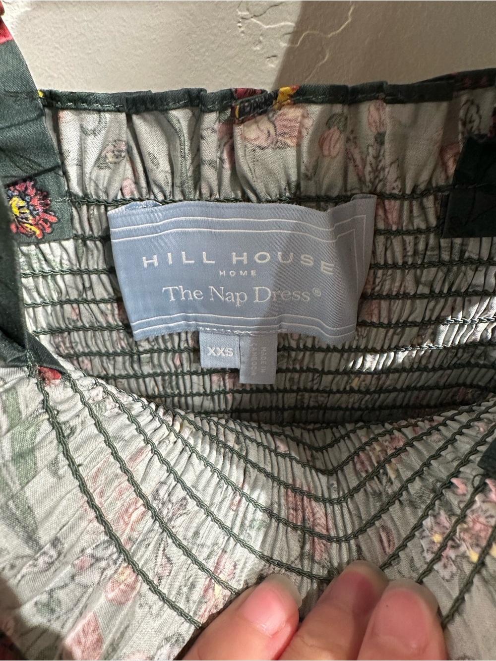 Hill House Green Floral Smocked Nap Dress - Picture 2 of 2